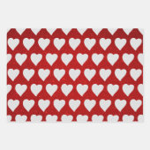 Liebe Herz Weißer Glitzer Valentine Wrapping Pape Geschenkpapier Set (Vorderseite 3)
