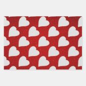 Liebe Herz Weißer Glitzer Valentine Wrapping Pape Geschenkpapier Set (Vorderseite 2)