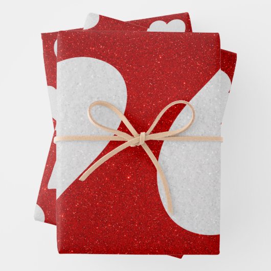 Liebe Herz Weißer Glitzer Valentine Wrapping Pape Geschenkpapier Set (Beispiel)