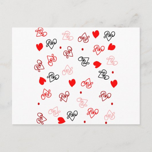 Liebe & Herz Word Art Muster Postkarte (Vorderseite)