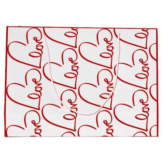 Liebe Herz Word Art Red Pattern Valentine's Große Geschenktüte (Rückseite)