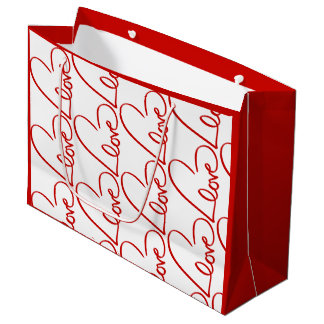Liebe Herz Word Art Red Pattern Valentine's Große Geschenktüte
