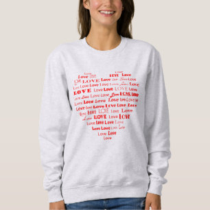 Liebe Herz Word Cloud Hot Pink Mixed Schriftart Sweatshirt