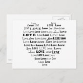 Liebe Herz Word Cloud - Schwarz auf Weiß Postkarte (Vorne/Hinten)