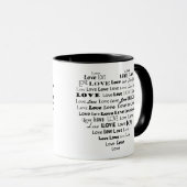 Liebe Herz-Word-Cloud - Schwarz/Weiß Tasse (VorderseiteRechts)