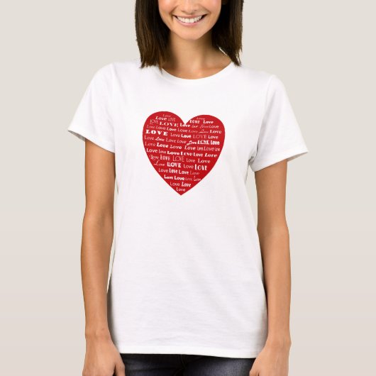 Liebe Herz Word Cloud - White on Dark Red T-Shirt (Vorderseite)