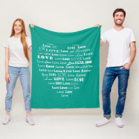 Liebe-Herz-Wort-Wolke - Weiß auf Türkis