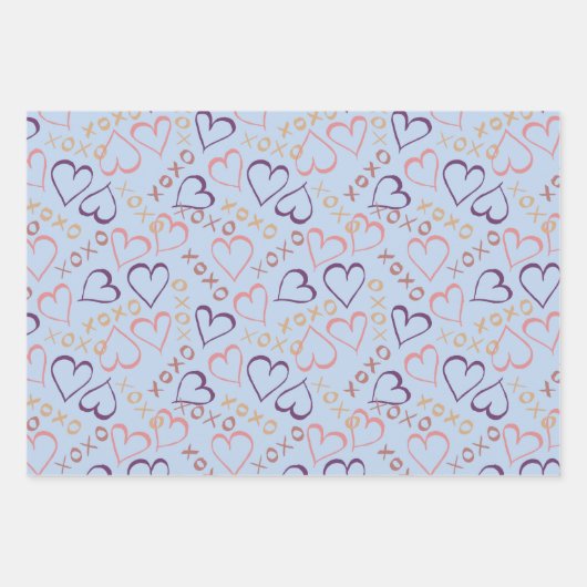 Liebe Herz, XOXO Geschenkpapier Set (Vorderseite)