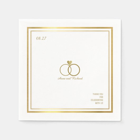 Liebe Herz & zwei Hochzeitsringe, ein elegantes Serviette (Vorderseite)