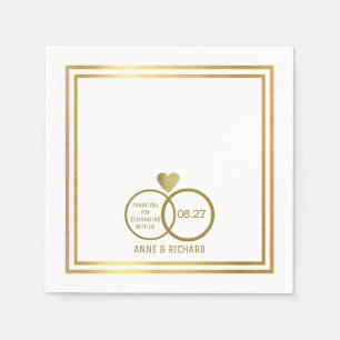 Liebe Herz & zwei Hochzeitsringe personalisiert Serviette