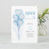 Liebe Herzblasen Wasserfarben Kinderdusche Einladung (Stehend Vorderseite)