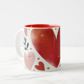 Liebe Herzdruckdesign Zweifarbige Tasse (Vorderseite Links)