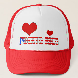 Liebe Herzen mit der Flagge von Puerto Rico Patrio Truckerkappe
