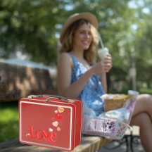 Liebe & Herzen Personalisierte Rote Metall-Lunchbo