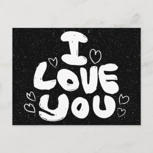 Liebe & Herzen Schwarz & Weiß Sternennacht Postkarte