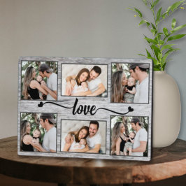 Liebe Herzfamilienfoto Collage Elegantes Skript Fotoplatte