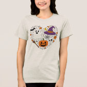Liebe Herzform Halloween Coole Spooky beängstigend Tri-Blend Shirt (Vorderseite)