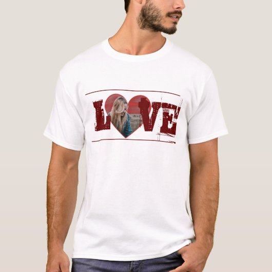 LIEBE Herzform personalisiertes Foto T - Shirt (Vorderseite)