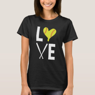 Liebe Herzgestanzte Ball Softball Bats Softball T-Shirt