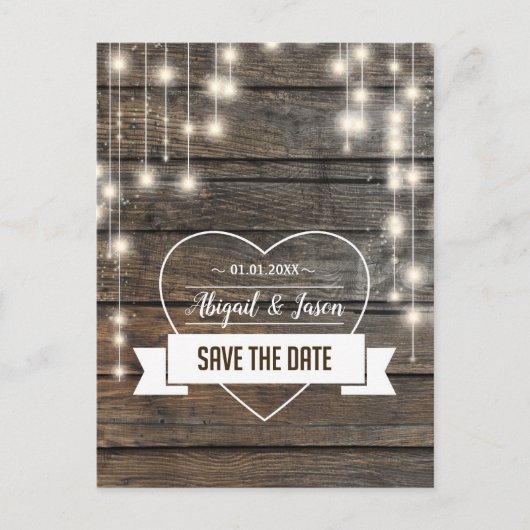 Liebe Herzkette Save the Date Ankündigungspostkarte (Vorderseite)