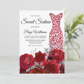Liebe Herzkleid Rote Rosen Sweet 16 Party Einladung (Stehend Vorderseite)
