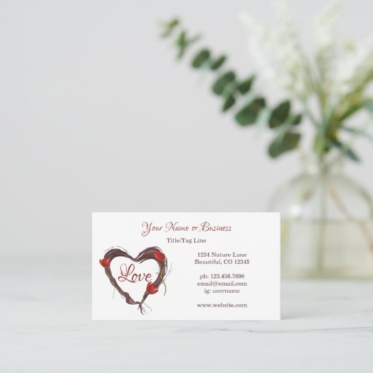 Liebe Herzklopfen mit roten Tulissen Visitenkarte (Stehend Vorderseite)