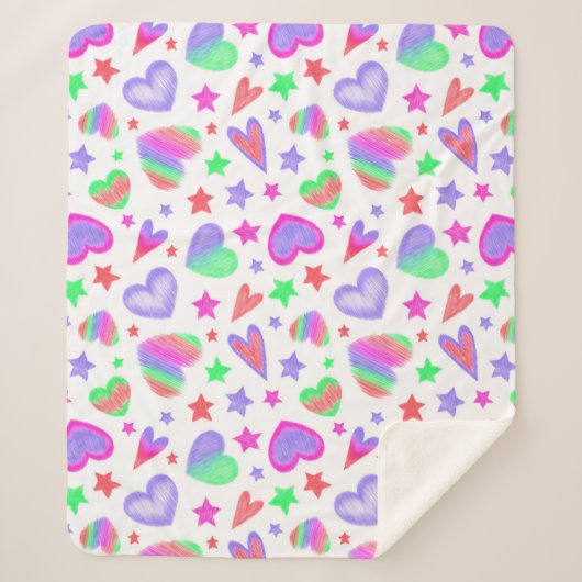 Liebe Herzlich romantisches Girly-Muster Moderne Sherpadecke (Vorderseite)