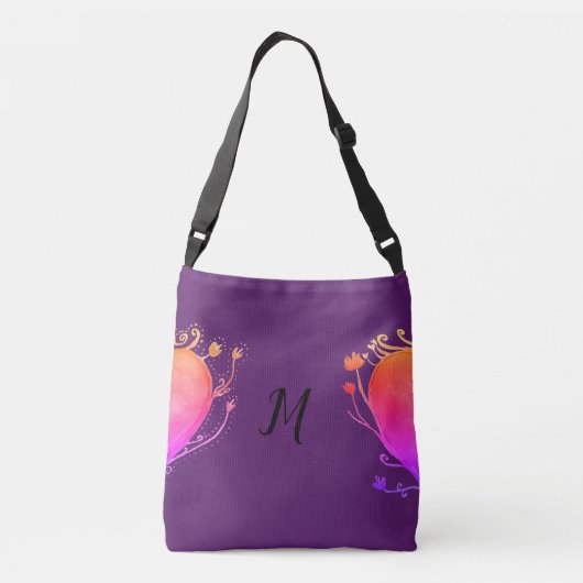 Liebe Herzmonogramm Mehrdruck-Cross-Body-Bag Tragetaschen Mit Langen Trägern (Rückseite)