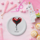 Liebe Herzmonogramm Name einfach modern minimal Pappteller (Party)