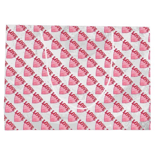 Liebe Herzmuster Große Geschenktüte (Rückseite)