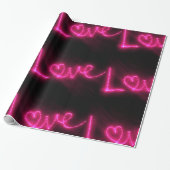 Liebe Herznebel schwarz, rosa, schwarz, verpackt Geschenkpapier (Ungerollt)