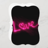 Liebe Herzneon heiß rosa Schwarze Einladungen (Vorne/Hinten)