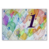 Liebe Herzrainbow Custom Tischnummer Cards (Vorderseite)