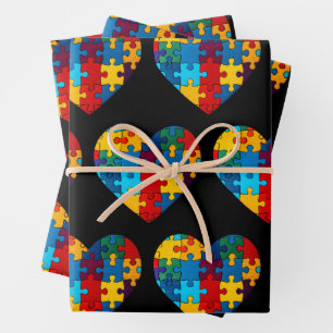 Liebe Herzrasen Akzeptanz Autismus Bewusstsein Geschenkpapier Set