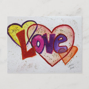 Liebe Herzrasen Glitzer Malerei Postkarte