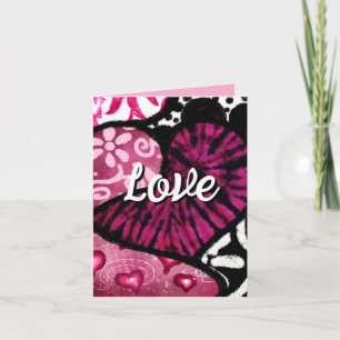 Liebe Herzrosa florale Polka Dot Valentinstag Karte