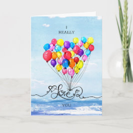 Liebe Herzsee Valentines BALLOON Aquarell Feiertagskarte