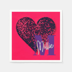 Liebe Herzsequenzer Glitzer Retro Neon 80er Jahre Serviette