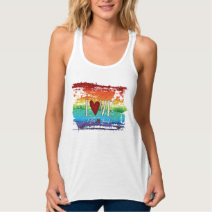 Liebe Herzstück Glitzer Regenbogen Personalisiert Tank Top