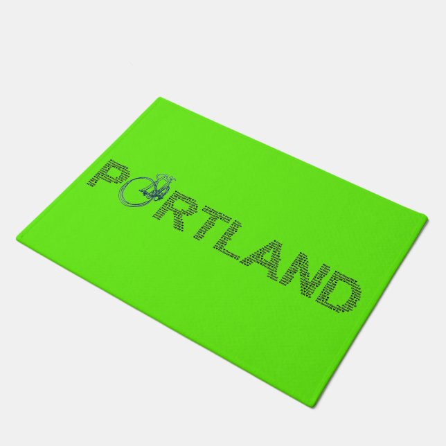 Liebe Herzstück Portland Oregon Fahrrad Doormat Fußmatte (Schrägansicht)