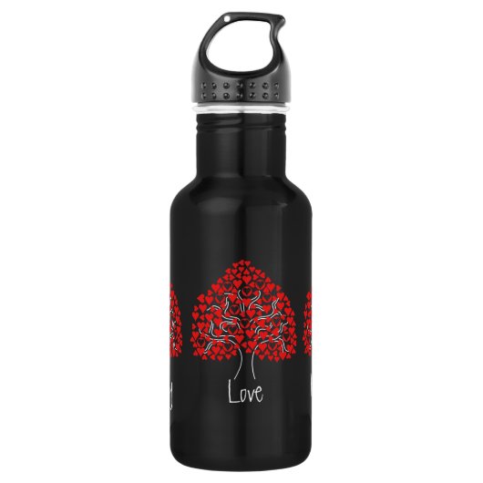 Liebe Herzstück Schwarze Flasche Trinkflasche (Vorderseite)
