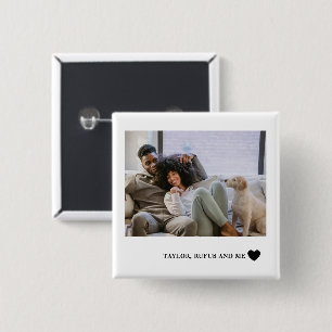 Liebe Herztext und 2 Fotografien Button