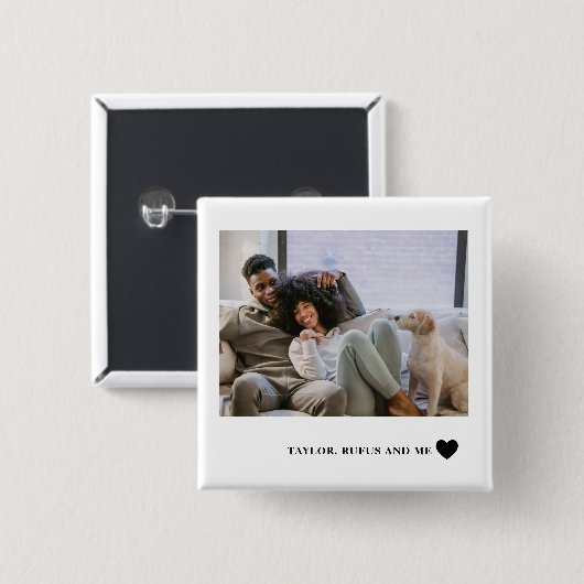 Liebe Herztext und 2 Fotografien Button (Vorne & Hinten)