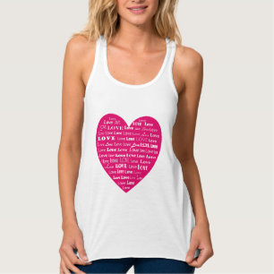 Liebe Herzwolke - Weiß auf Fuchsia Pink Tank Top