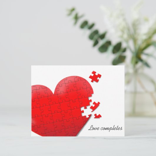 Liebe Herzzwirnpuzzle Postkarte (Stehend Vorderseite)