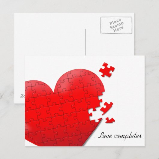 Liebe Herzzwirnpuzzle Postkarte (Vorne/Hinten)