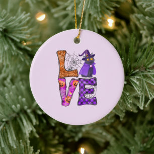 Liebe - Hexenkatze Keramik Ornament