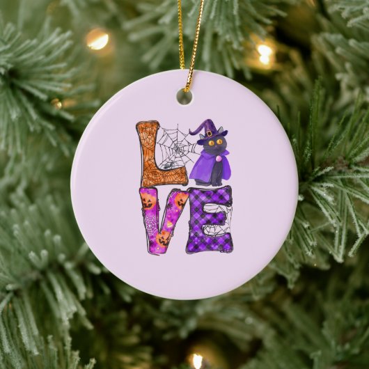 Liebe - Hexenkatze Keramik Ornament (Baum)