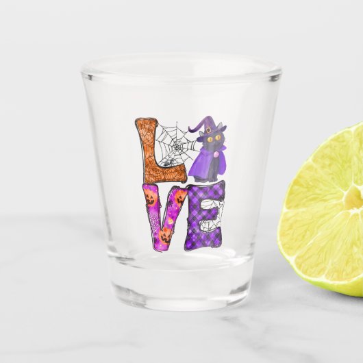 Liebe - Hexenkatze Schnapsglas (Vorderseite)