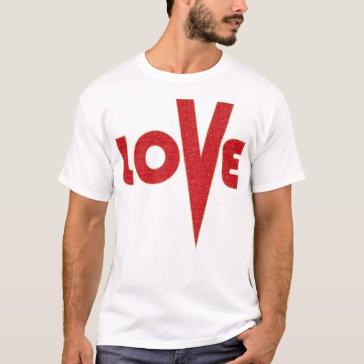 Liebe High / Letter Art Red and Gold Glitzer T-Shirt (Vorderseite)